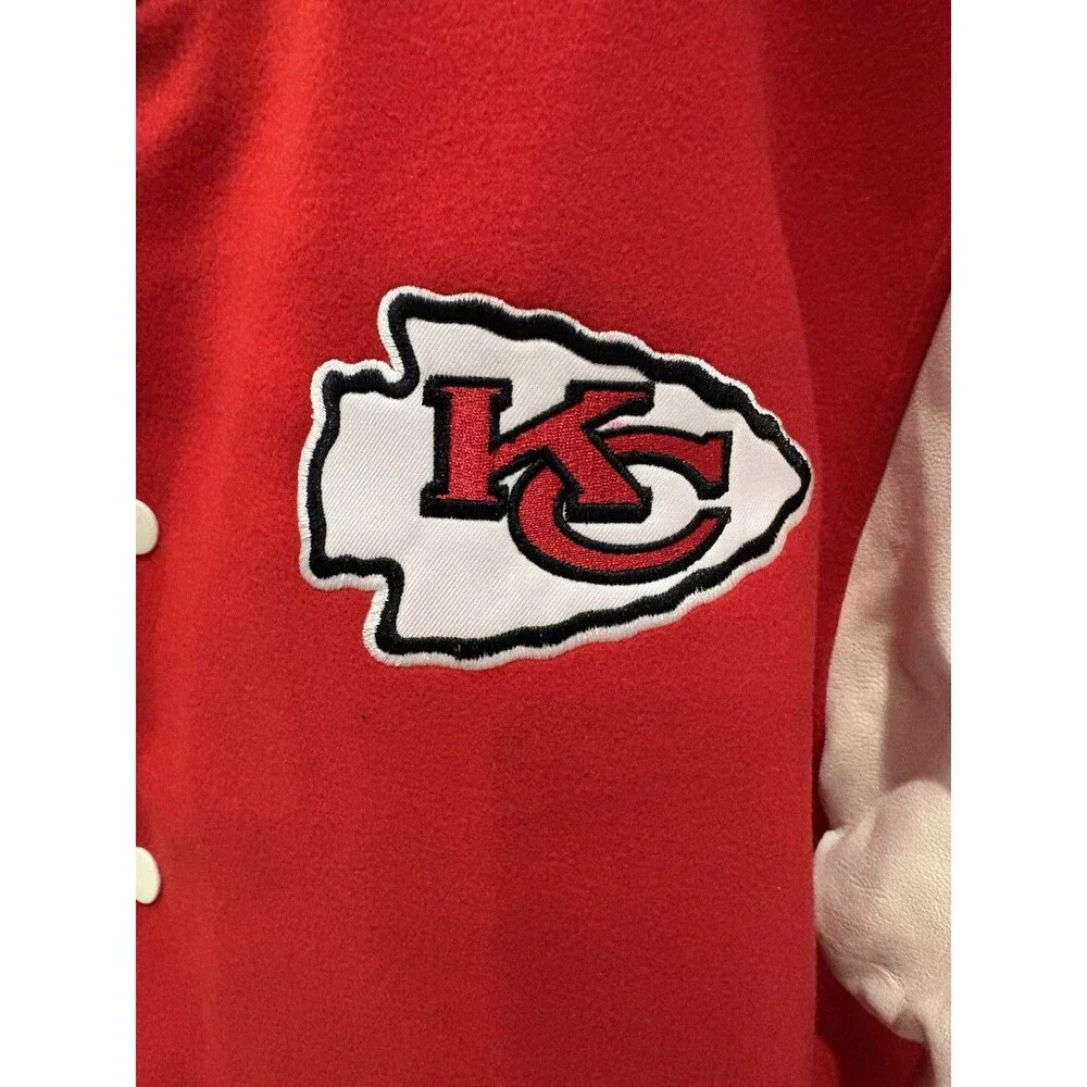 NFL Jacket Kansas City Chiefs Vintage Style 2XL NWOT Red Button Up Football Logo - Picture 4 of 7